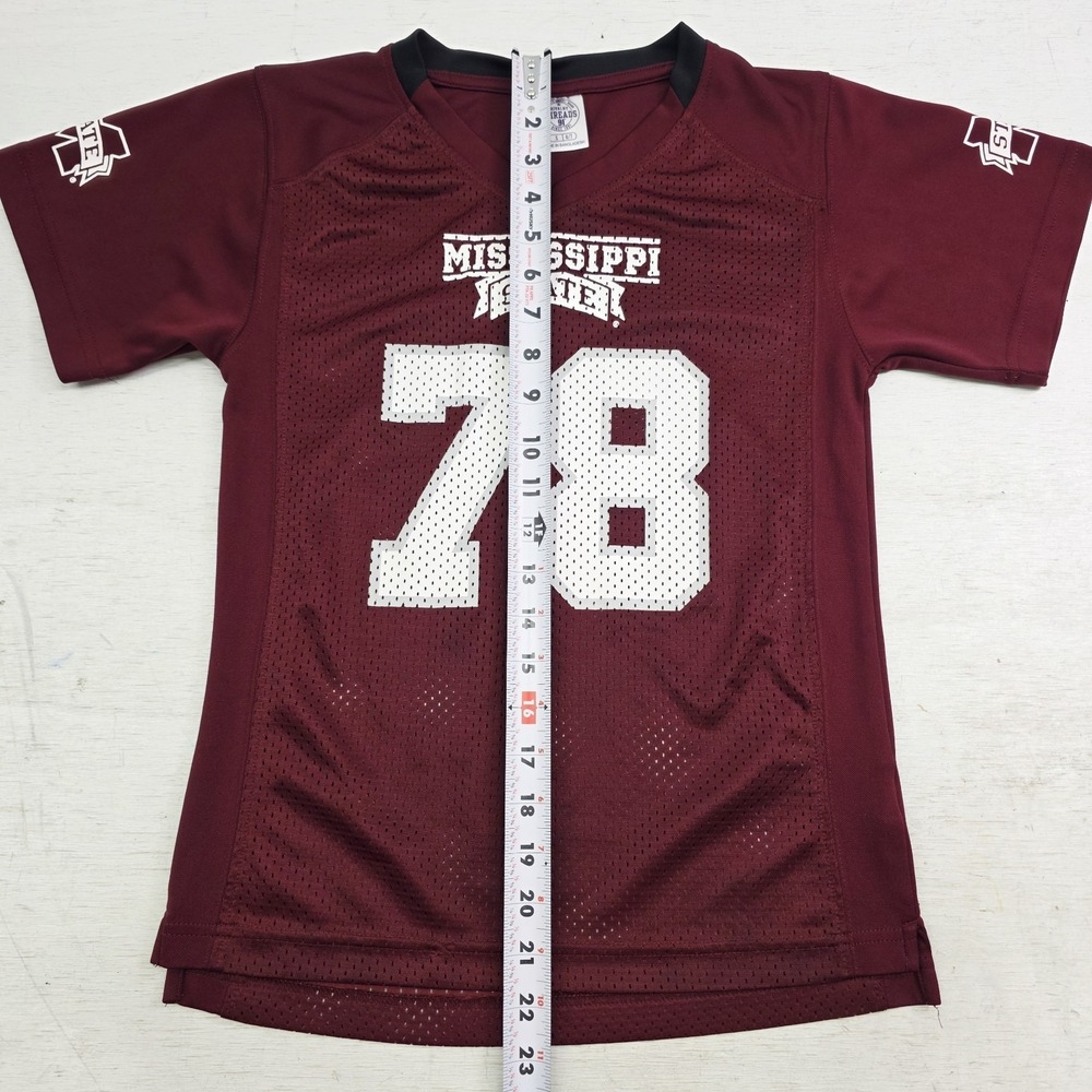 Mississippi State Bulldogs Football Jersey Maroon NCAA Youth Kids Boys Sz S 6/7 - Picture 8 of 8